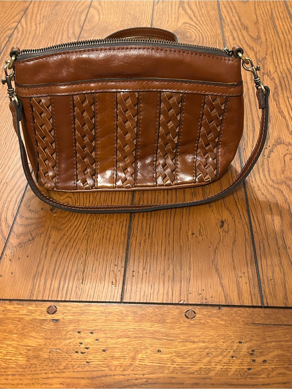 Patricia Nash Woven Detail Leather Crossbody Bag - Brown